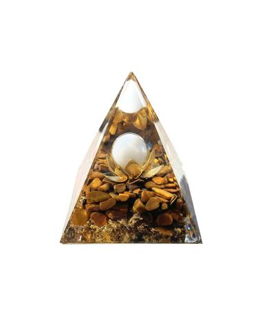 Orgone Pyramid Crystal Healing Chakra Pyramid for Protection Balancing Positive Energy Rose Crystal Emotional-Negativity Removal Stone Clear Quartz Crystal Point for Meditation(2.36 inch)