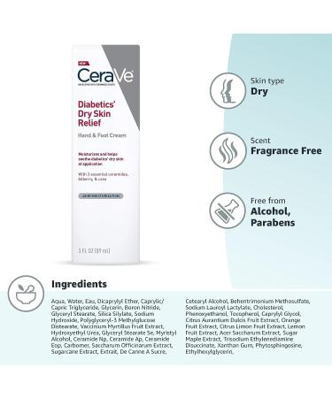 CeraVe Diabetic Hand & Foot Cream for Dry Skin | Fragrance-Free | 3 oz - Buy Online on GoSupps.com