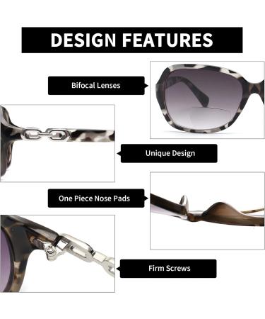 JM Classic Bifocal Reading Sunglasses for Women - Vintage UV Protection Gray Tortoise 1.0x Outdoor Glasses - Buy Online on GoSupps.com