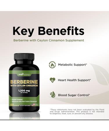 Gade Nutrition Berberine Supplement with Ceylon Cinnamon | Berberine Top Choice with Ceylon Cinnamon Capsules | Organic Veggie Capsules | USA Made - Buy Online on GoSupps.com