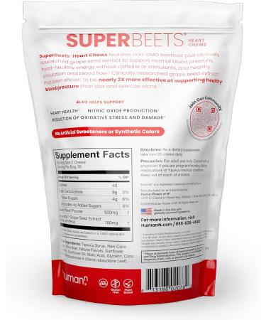 HumanN SuperBeets Heart Chews - Boost Heart Health | 60 Chews - Buy Online on GoSupps.com