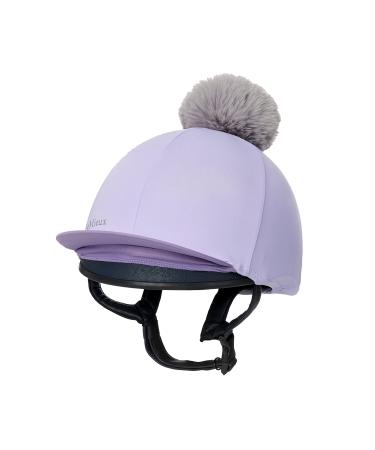 LeMieux Unisex Pompom Hat Silk - Breathable Headwear with 4 Way Stretch Fabric - Snug & Secure Fit - Equestrian Headgear - One Size Wisteria