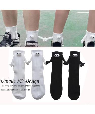 Hand in Hand Couple Socks | Magnetic 3D Doll Design | 2 Pairs White Mid-Tube Socks - Buy Online on GoSupps.com