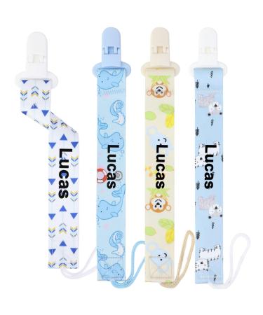 Panny & mody personalized pacifier clips for boys 4 pieces of personalized pacifier chain with names personalized pacifier clips for boys personalized pacifier chain with name (blue) - Buy Online on GoSupps.com