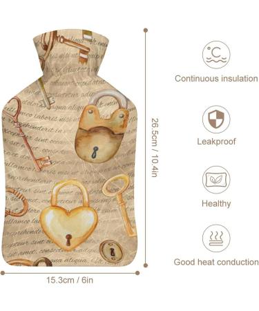 Lock Retro Key Hot Water Bottle with Plush Cover | Ideal Hand Warmer for Adults & Children - 26.5x15.3cm - Buy Online on GoSupps.com