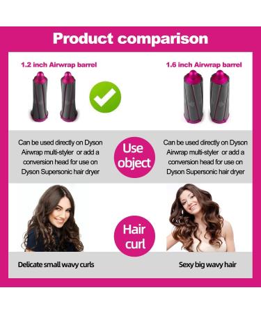 1 Pair 1.2in Short Curling Barrels with Adapter For Dyson Supersonic Hair Dryer Curling Attachment Left & Right Volume and Shape Curling Hair Tool for Medium-length Short Hair - Buy Online on GoSupps.com