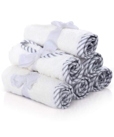 San Francisco Baby 6-Piece Baby Washcloths - 10" x 10" Bamboo Washcloth - Face & Bath Towels for Sensitive Skin - Soft Cloth Wipes for Newborn, Toddler, & Kids - Ideal for Wiping & Washing - White