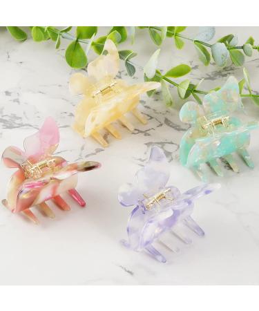 Jakeni Medium Claw Butterfly Hair Clips for Women and Girls - 4 Pack Celluloid Leopard Print Hair Claw Clips (Color B) - Buy Online on GoSupps.com