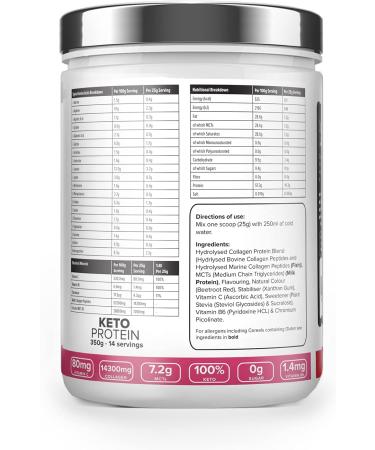 K-GEN Keto Collagen Protein Powder - Natural Multi Collagen with Strawberry, Coconut MCT, Vitamin C+B6 - UK Made for Keto, Paleo & Primal - 350g - Buy Online on GoSupps.com