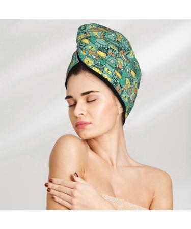 Hair Towel Wrap - Quick Drying Hair Turban with Button | Animal & Leaf Design - Buy Online on GoSupps.com