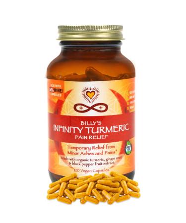 Infinity Turmeric Capsules High Potency Curcumin Supplement USDA Certified Organic Supplement with Black Pepper and Ginger Raw Vegan Gluten Free