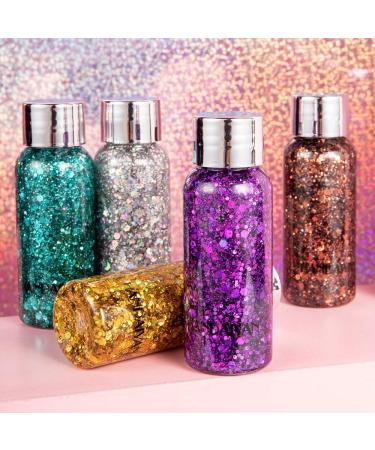 3 Pieces Body Glitter Gel - Shimmer Sequins & Chunky Glitter Liquid Eyeshadow for Festival Makeup | Face Hair & Body Sparkling (# Set C) - Buy Online on GoSupps.com