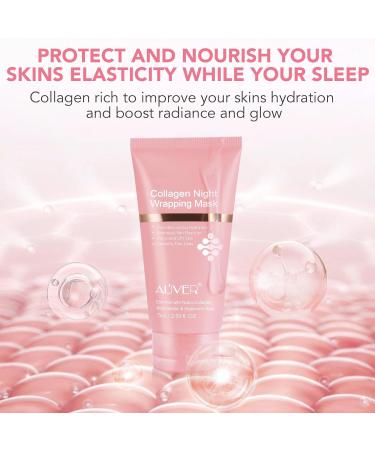  Bieyoc Collagen Night Wrapping Mask Overnight Face Mask Peel Off Collagen Mask - Deep Hydration Reduces Wrinkles & Improves Skin Elasticity Brush Included 75ml - Buy Online on GoSupps.com