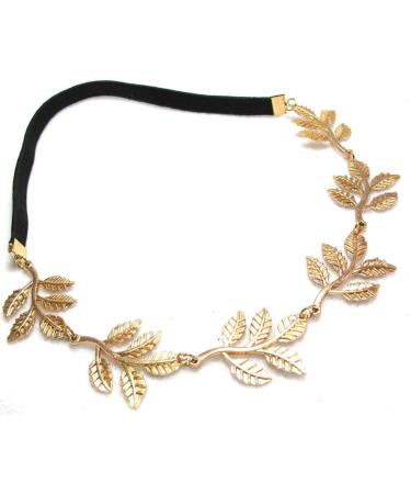 Metallic Sweet Lady Golden Leaf Flower Elastic Hair Band Headband - Buy Online on GoSupps.com