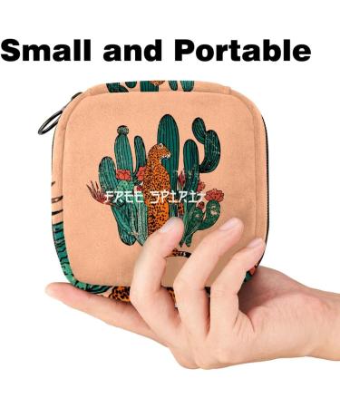 Portable Women's Binding-Up Bags | Menstrual Cup Pocket & Pads for Teens | Cactus & Leopard Pattern | Stylish & Functional - Buy Online on GoSupps.com