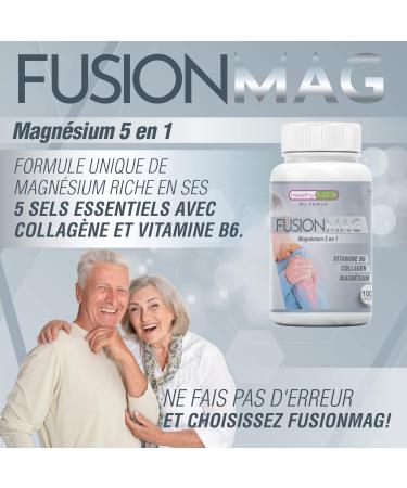 Healthy Fusion Magnesium Supplement | Muscle & Joint Treatment | With Collagen & Vitamin B6 | 5 Pure Bioassimilated Magnesium Salts | Brings Energy & Vitality | 100U - Buy Online on GoSupps.com
