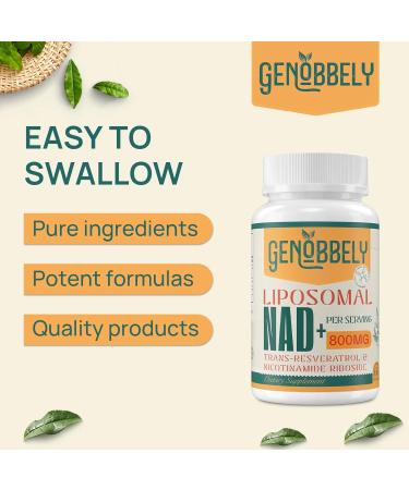 800 mg Liposomal NAD+ Supplement with Nicotinamide Riboside 200 mg Trans-Resveratrol 100 mg - True NAD Supplement for DNA Repair Healthy Aging Brain Function - 60-Day Supply 60 Count (Pack of 1) - Buy Online on GoSupps.com