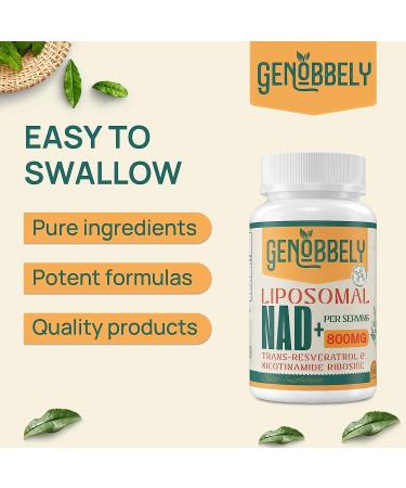 GENOBBELY 800mg Liposomal NAD+ & NR Supplement - Trans-Resveratrol - DNA Repair, Anti-Aging, Brain Health - 120-Day Supply - 2 Pack - Buy Online on GoSupps.com