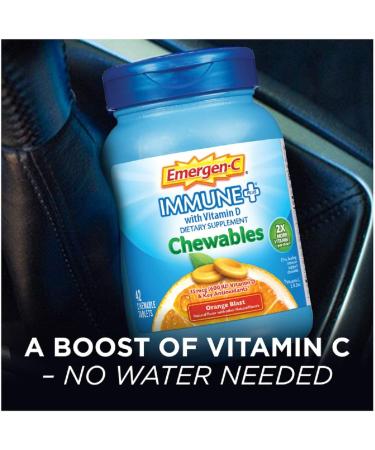 Emergen-C Immune+ Chewables - 1000mg Vitamin C with Vitamin D Tablets, Orange Blast Flavor - 42 Count Pack - Immune Support Dietary Supplement - Buy Online on GoSupps.com