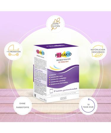 Pediakid Probiotics - Dietary Supplements for Kids (10m) - Lactic Acid Bacteria Inulin Fibers & Zinc - Balance Intestinal Flora - 2x10 Sacks (20g) - Imported Worldwide - Buy Online on GoSupps.com