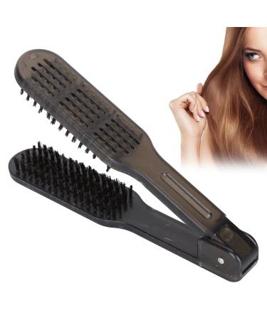 Qivine Clamp Hair Brush Straightener Hair Straightener Brush Double Side Anti-Static Hair Straightening Brush for Women Bristle Brush Straightener for Smoothing and Straight Hair Styles