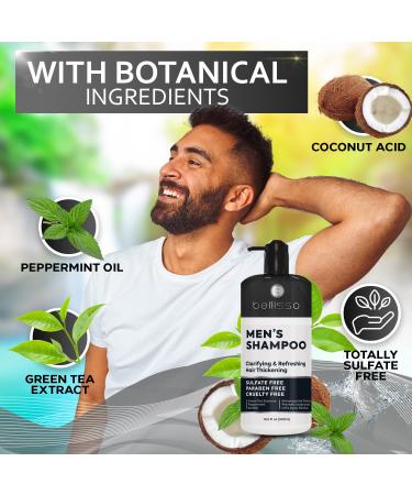 Buy Men's Tea Tree Oil & Peppermint Shampoo - Sulfate & Paraben Free | Volumizing Clarifying Formula for Oily Hair & Dry Scalps - Buy Online on GoSupps.com