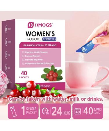 OMOGS Women's Probiotic 120-Billion-CFUs 18 Strains with 3 Prebiotics and Cranberry Extract Help for Immune Booster Digestive Health Gut Health and Vaginal Health - Buy Online on GoSupps.com
