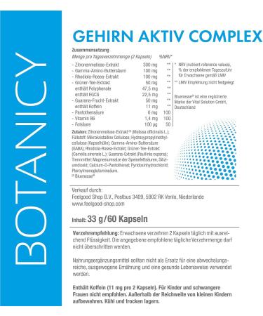 Botanicy Brain Active Complex - 60 Capsules - Buy Online on GoSupps.com