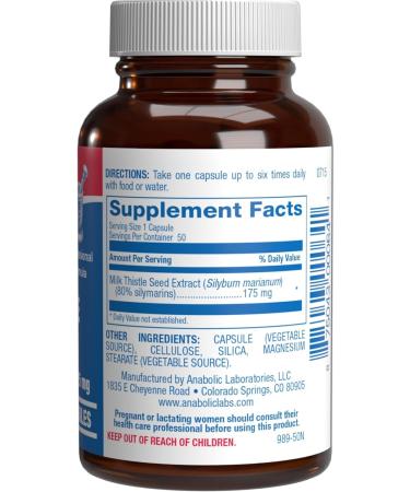 Silymarin Milk Thistle Extract Capsules - Clinical Milk Thistle Liver Supplements for Women & Men with Standardized 80% Silymarin for Liver Cleanse Detox Support - Vegan Made in The USA - 50 Servings - Buy Online on GoSupps.com
