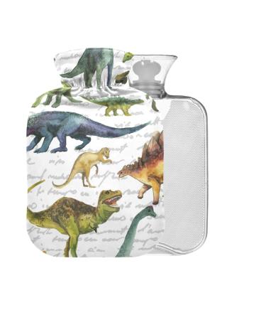 Hand-drawn dinosaurs heat bottle with cover 1 l small warm-up bag for pain relief headache neck and shoulders bpa-free 1l
