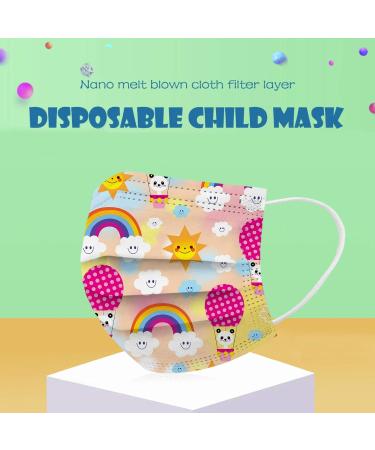 3 Ply Non-Woven Breathable Face_mask Cute Cartoon 50Pcs Face Bandanas with Cute Printing No Washable for Kids Children (A06 50Pcs) - Buy Online on GoSupps.com