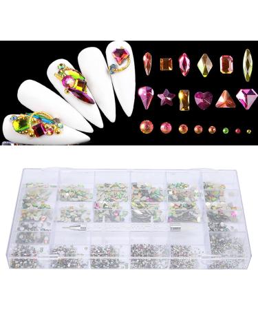 Nail art crystals nail rhinestones nail art rhinestones colorful exquisite nail DIY glass rhinestones decoration with box rhinestones bright and colorful looks exquisite - Buy Online on GoSupps.com