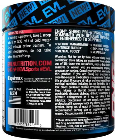 EVLution Nutrition ENGN Shred Pre-Workout - Grape Flavor, 7.8 oz | Boost Energy & Burn Fat - Buy Online on GoSupps.com