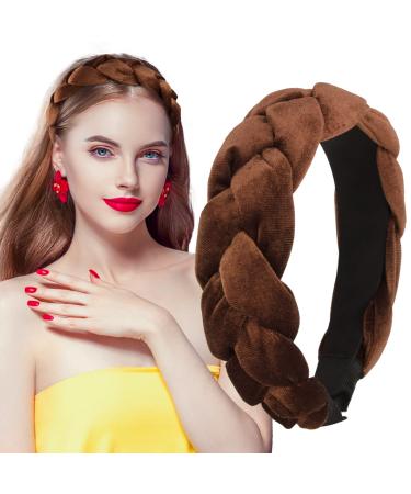 Boyrot with a hair -ripped headband wide hair band vintage padded hair ripe rockabilly fashion hair accessories headband for women and girls brown - Buy Online on GoSupps.com