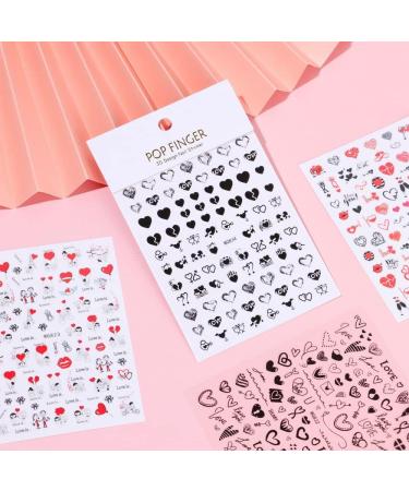 Cute Heart-shaped Letters Self-Adhesive Romantic Nail Stickers Nail Art Decorations Valentine's Day Decals Manicure Accessories(5) Style05 - Buy Online on GoSupps.com