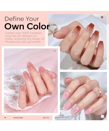 Modelones Hema Free Gel Nail Polish 6 Colors Nude Pink Jelly Gel Polish Neutral Nail Gel Polish Summer Shimmery Glitter Translucent Nail Art Gel Soak off Manicure DIY Salon for Girls Women Jelly Nude Pink - Buy Online on GoSupps.com