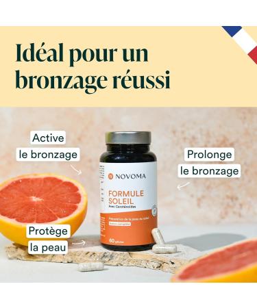 NOVOMA Sun Formula Activator and Tan Accelerator 7 Natural Active Ingredients including Beta-Carotene Burdock and Copper Preparation and Protection Skin in the Sun 60 Capsules Made in France - Buy Online on GoSupps.com
