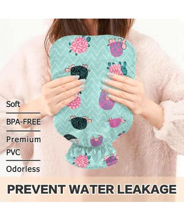 Oarencol Funny Turtle Hot Water Bottle - Green Zigzag 1L with Cover for Hot & Cold Compress - Buy Online on GoSupps.com