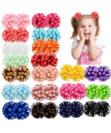40pcs Baby Girls Bow Elastic Hair Ties 3inches Grosgrain Ribbon Hair Band Ponytail Holder Hair Accessories for Kids Toddlers