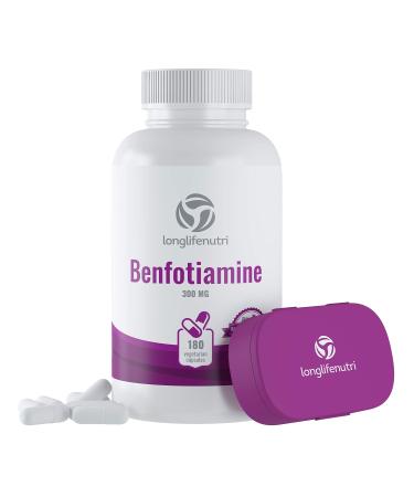 Benfotiamine 300mg 180 Vegetarian Capsules | Fat-Soluble Vitamin B1 Thiamine Powder Supplement | Promotes Healhty Circulation | Supports Nervous System | Mega Benfo Thiamin Complex