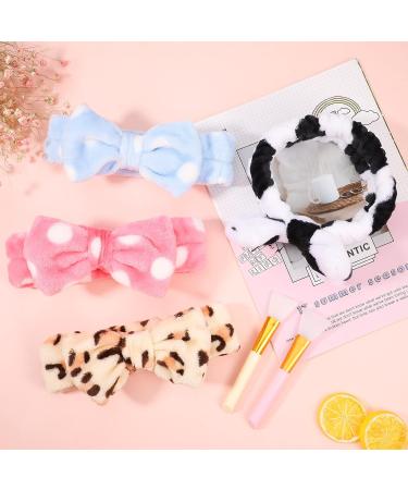 Buy Pop 4-Piece Spa Bowknot Hair Straps & Makeup Brushes - Elastic Herring Band for Shower Face Wash & Skincare Blue | International Shipping Available! - Buy Online on GoSupps.com