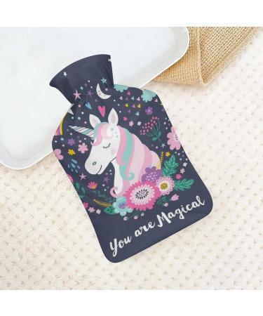 Flower Unicorn Hot Water Bottle with Plush Cover - Ideal Hand Warmer for Adults & Children | 26.5x15.3cm | International Shipping Available - Buy Online on GoSupps.com
