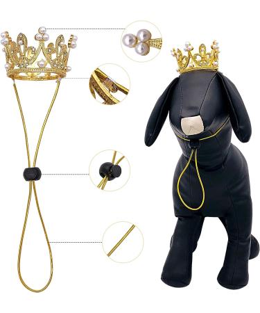 Pet Show 2pcs Small Dog Crown Headband - Birthday Party Hat for Puppies, Cats, Rabbits - Silver Gold Rhinestone Faux Pearl Crown - Wedding Hair Accessories - Buy Online on GoSupps.com