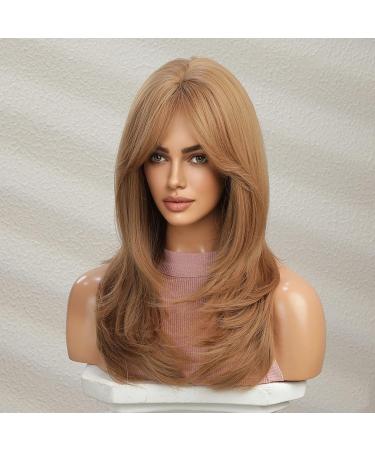 Uevies Strawberry Blonde Synthetic Wig - 26 Inch Smooth Layered Realistic Look for Women | Perfect for Halloween Cosplay & Everyday Use - Buy Online on GoSupps.com