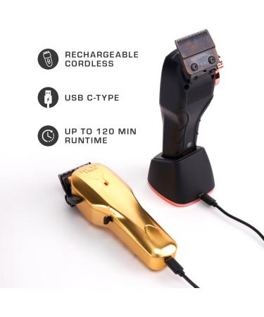 RED Pro Professional Cordless Hair Clipper for Men - Rechargeable Electric Hair Clipper Set with 150 Min Battery 6 Guide Combs - Matte Gold - Buy Online on GoSupps.com