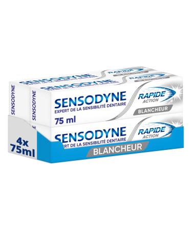 Sensodyne Sensodyne Quick Action Whitening Toothpaste Quick Relief for Sensitive Teeth and Long-Lasting Daily Protection with Whitening Action Pack of 4 x 75 ml