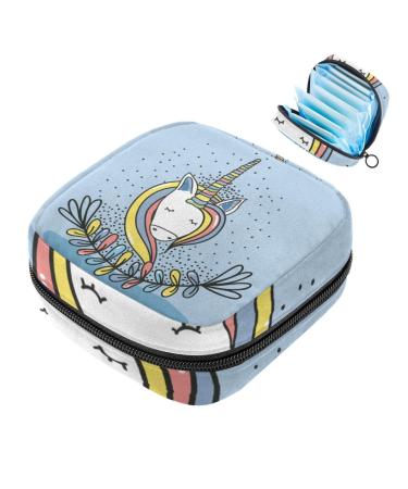 Women's bandages storage bags magical unicorn floral-wearing menstrual pad bag panty lores tampons women's bandages storage holder for women school office multicolored 08