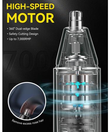Unibono Ear and Nose Hair Trimmer Kit with Dual-Hole Vortex Cleaning System - Rechargeable Facial Grooming Tool for Men and Women, Wet/Dry Use, Gold - Buy Online on GoSupps.com