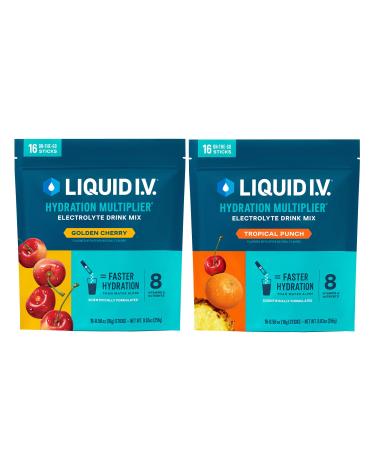 Liquid I.V. Hydration Multiplier - Fruit Lovers - Golden Cherry + Passion Fruit - 2 Pack (16 Servings)