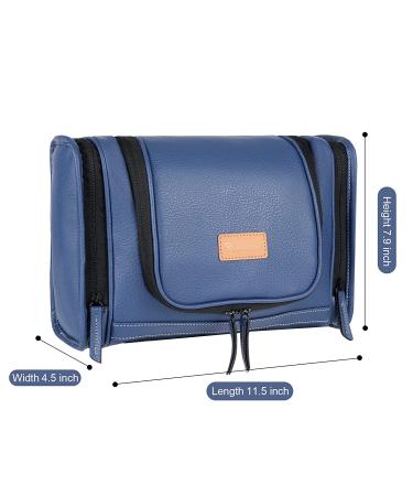 MIRASON Hanging Toiletry Bag for Men - Waterproof PVC Leather Dopp Kit with Metal Hook - Blue - Buy Online on GoSupps.com